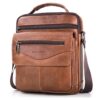 SPAHER Sacoche Homme Cuir Véritable et Pratique Marron pour Voyage et Travail
