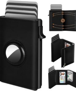 Porte Carte Airtag Homme Cuir Pop Up avec Fenêtre D'identité et 9 à 14 Cartes Bancaires