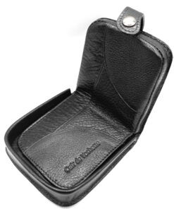 Charmoni Portefeuille pour Homme - Cuvette Monnaie à Bouton - Pochette Anti RFID - Compact et Léger - Cuir Vachette Noir