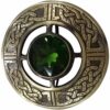 House of Highland 77 Broche écossaise celtique en plaque antique pour hommes - Coulures de pierres vertes - Accessoire d