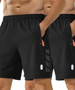 Short de sport kuzwufs Homme Séchage Rapide Pantalon d'Entraînement Fitness avec Poches Zippées Course