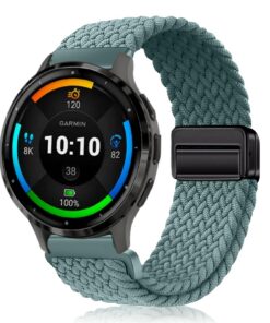Bracelet en nylon 22mm pour Garmin Venu 3/Venu 4 45mm/Venu2/vivoactive 4 - Vert Bracelet magnétique tressé élastique pou