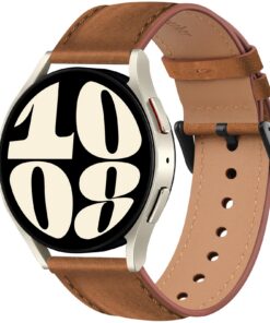 Bracelet Wanme Cuir Compatible avec Galaxy Watch 6/5 - 40mm/44mm/5 Pro 45mm/6 Classic 43mm/47mm - Bracelet de Remplaceme