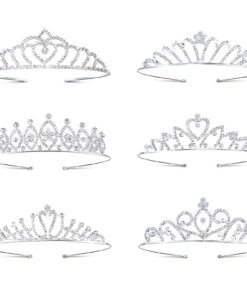 Hifot Couronne Strass Mariée Proms Accessoire Cheveux Fille Festifs Argent 6 Pièces Cristal