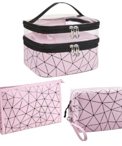 LEcylankEr Trousse Maquillage Femme | Portable & Grand Trousse de Maquillage Voyage (Rose) LEcylankEr Trousse Maquilla