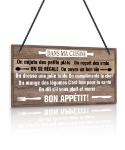 Putuo Decor - Plaque Murale Cuisine – Décoration en Style Bois avec Citations – Ambiance Conviviale et Familiale