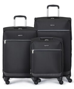 Amazon Basics Set de 3 Valises Souples pour Voyageurs Érudits, Avec 4 Roues Pivotantes Multidirectionnelles à 360°, Exte