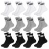 Xialvyu chaussettes de tennis en coton bio - Lot de 12 paires - Taille stretch - Pour enfants garçons et filles - Séche