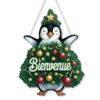Décor Putuo Plaques de Porte deBienvenue Pingouin Noël Adaptées aux Restaurants Salons Entrées