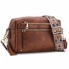 Kasgo Sac Bandoulière Femme Élégant en Cuir PU, Multiples Poches & Sangle Large Amovible pour Voyage Travail Achats