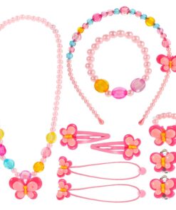 Hifot Bijoux Enfants Petites Filles Collier Bracelet Bague Boucles d'oreilles Clip Pinces à Cheveux Set Bijoux de Fantai