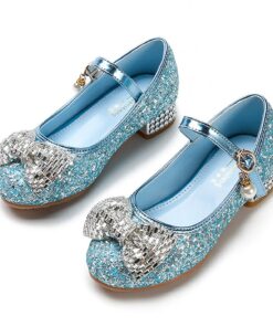 New front Sandales paillettées pour filles à talon pour déguisement de princesse cadeau d'anniversaire Noël pointure 22-