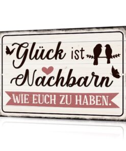 Plaque de décoration en tôle Putuo - Charmante pour voisins - Glück ist Nachbarn wie euch zu haben - Salon - Élégante dé