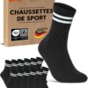 Chaussettes de Sport pour Homme - Chaussettes de Tennis Respirantes et Renforcées - Lot de 6 Paires - Crew Socks OEKO-TE