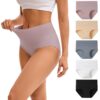 INNERSY Culotte Femme Coton Élastique Taille Haute Souple Douce Écologique Lot de 5 Sous-Vêtements Confortables OEKO-TEX