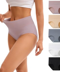 INNERSY Culotte Femme Coton Élastique Taille Haute Souple Douce Écologique Lot de 5 Sous-Vêtements Confortables OEKO-TEX
