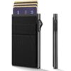 YESIIW Porte-Carte Homme | Matériel Aluminium Autrefois Épinglé avec Poche Billets de Banque | Eu Automatique Portefeuil