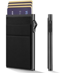 YESIIW Porte-Carte Homme | Matériau Aluminium Pop Up Porte-Cartes | Ideal pour Hommes Affaires | Design Européen Noirave