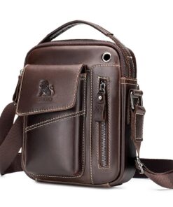 BAIGIO Sacoche Homme en Cuir Vintage Sac à Bandoulière pour Travail Voyage Affaires Design Élégant Détachable Grand Modè