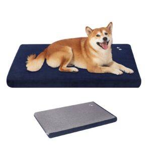 KROSER Coussin pour Chien Orthopédique Facile à Nettoyer 91x61x5.8cm, Tapis de Douche pour Chien Dehoussable Double Face