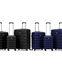 Valise Flight Knight ABS Noir/Marine | Lightweight 3 Sizes | Compatible Air France et easyJet | Idéal Voyage | Spacieuse