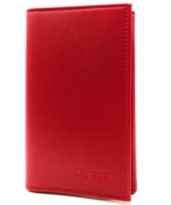 Etui Charmoni Carte Grise.permis Voiture.Cuir Vachette (Rouge) pour Conducteurs Référence 3 Volets