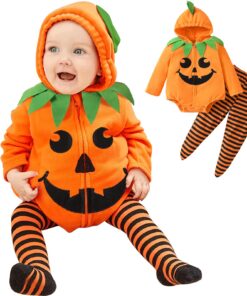 Deguisement Halloween Bébé Fille Garçon 2 Pièces, Citrouille Cosplay, Pour 0 à 24 Mois