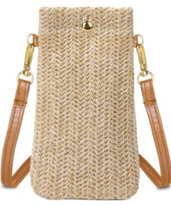 Sac Aucuu en Paille pour Femme - Sacs à Bandoulière Fonctionnels avec Fermoir Magnétique - Élégant pour Travail et Voyag