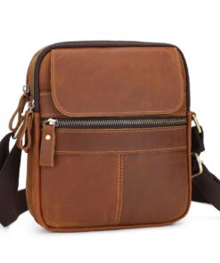 BAIGIO Sac à Bandoulière en Cuir Vintage pour Hommes - Petit Sac avec Poignée, Design Décontracté & Affaires, Sac Besace