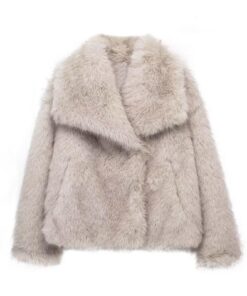 ZhuiKun Manteau en Fausse Fourrure Chic et Chauffant pour Femme Veste Longues Manches Col à Revers Cardigan Manteau d'Hi