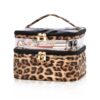 Daelesr 2 en 1 Trousse Maquillage Femme Leopard, Grande Capacité avec Poche Pinceau, Séparateur Imperméable, Organisateu