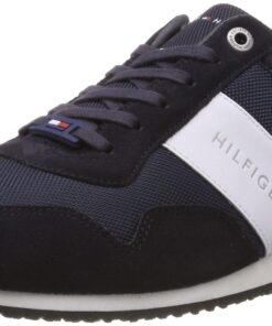 Tommy Hilfiger Homme Iconic Material Mix Runner Sneakers Basses Blanc Mode Adultes Fitness Mode
