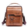Sacoche Bandoulière Cuir Homme Vintage Besace pour Travail et Voyage (Brun-1)