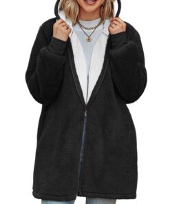 Voqeen Sweat à Capuche Zippé Femme Chaud en Polaire Sweatshirt Hoodie avec Poches Casual Sport Fitness Outdoor Basic Con