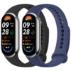 Wanme 2 Pièces Bracelet Xiaomi Mi Band 8, Silicone Souple et Confortable, Noir/Bleu Marine