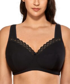 Soutien-gorge DELIMIRA femme coton grande taille confort dentelle sans armature et rembourrage