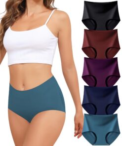 Levao Culottes sans Couture Femmes, Taille Haute Slips Invisibles Doux Elasticité Confortables Respire Lot De 5