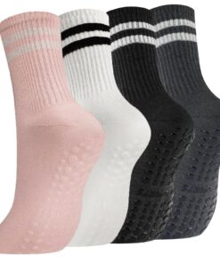 Chaussettes Yoga Flintronic Femme Antiderapantes 4/5 Paires Coton Fitness Danse Pilates Yoga