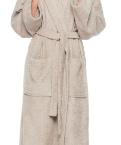 Peignoir de bain Arus femmes capuchon longueur mollet 100% coton Oeko-Tex absorbant lisse