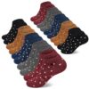 Chaussettes Mowenti Lot de 10 paires Courtes pour Femme Motif Rayés et Points Motif OEKO-TEX STANDARD 100 Chaussettes Mo