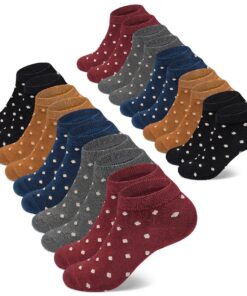 Chaussettes Mowenti Lot de 10 paires Courtes pour Femme Motif Rayés et Points Motif OEKO-TEX STANDARD 100 Chaussettes Mo