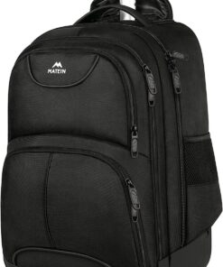 MATEIN Sac de Voyage à Roulettes Femme Noir, Grande Capacité Sac Dos avec Roulettes Ordinateur Portable 18 Pouces pour A
