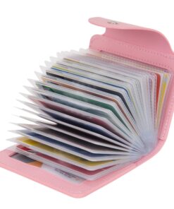 IHIGOGOFA Porte-Cartes Femmes Homme PU Cuir 40 Emplacements 2 Fenêtres ID (Rose)