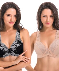 Title: Minimizer Soutien-Gorge Curve Muse Feminin sans Doublure Armatures Broderie Dentelle Paquet de 2