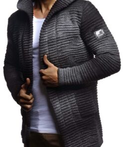 Leif Nelson Veste en tricot à capuche pour homme - Chaude et confortable - Idéale pour l'hiver - Lavable en machine - M-