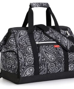 Lekesky Sac de Voyage Boho pour Femmes, Sac de Sport avec Compartiment à Chaussures, Grand Design d'ouverture, 33L(Fleur