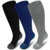 Chaussettes de Containment Gros Mollet PutuO pour Femme et Hommes: Grossesse et Voyage, Compression Grande Taille, 3 Pai