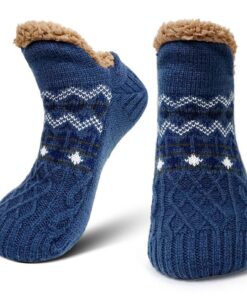 ZAKASA Chaussures Antidérapantes Homme Hiver: Chaudes Chaussures Maison Thermiques avec Fourrure Sherpa Cadeau Noël