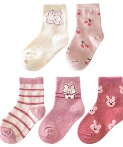 CAMILIFE Chaussettes en Coton Tout-petit Enfant Fille | Doux Confortable | Motif Mignon | Lot de 5 Paires 1-8 ans