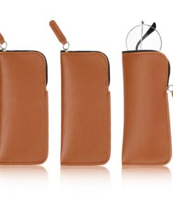 Étui à Lunettes Hifot Cuir Pu Souple, Boîte à Lunettes Portable Fermeture Éclair, Sac pour Hommes Femmes Enfants (17 * 7